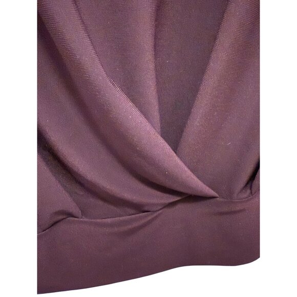A.U.W Womens Large Purple Drape Front Blouse With Gold Accent Keyhole Neckline - Picture 4 of 7